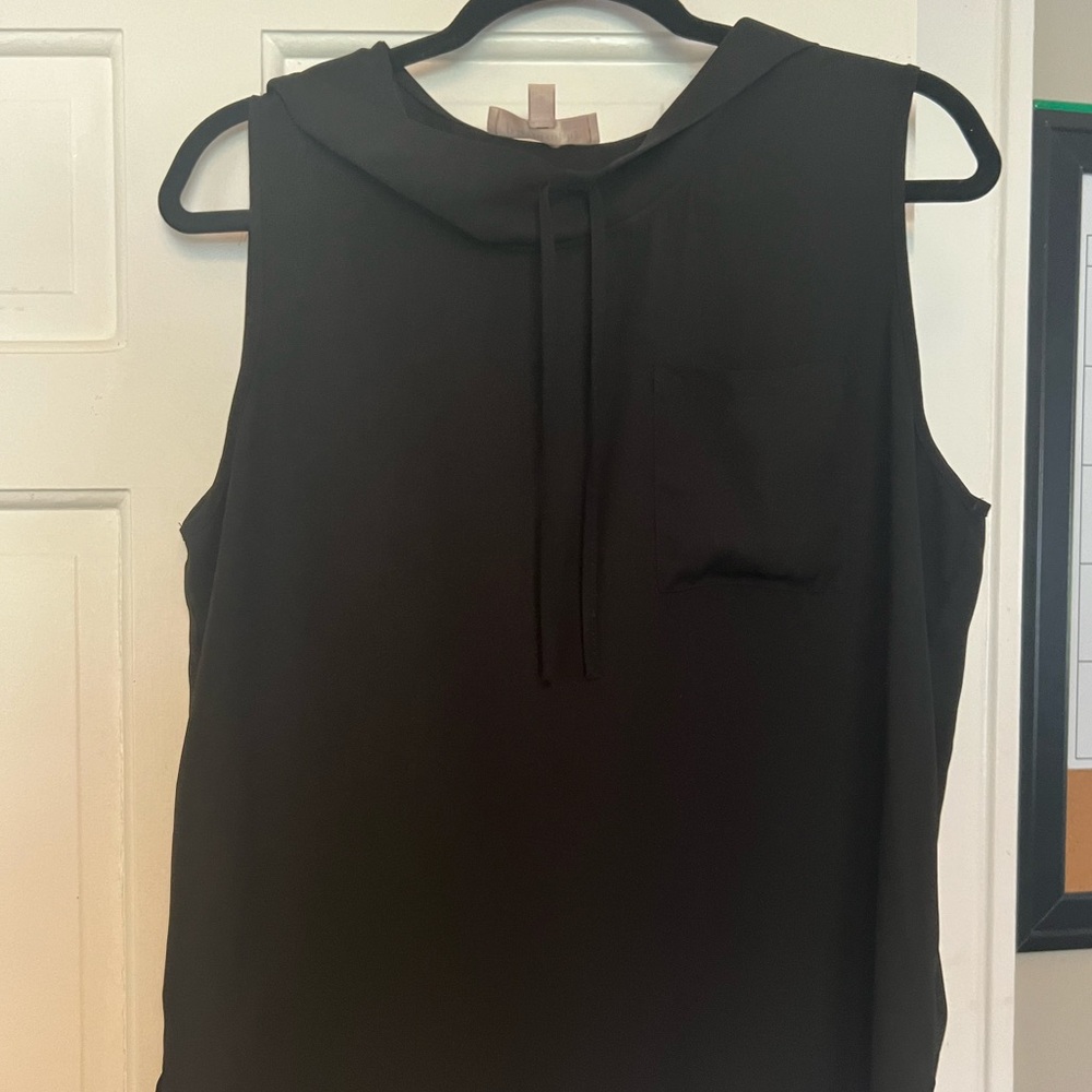 Philosophy Sheer Tank Blouse with hood, Size Large